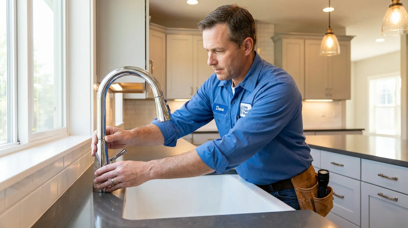 Kitchen faucet installation by Johns Plumbing LLC in Trumbull